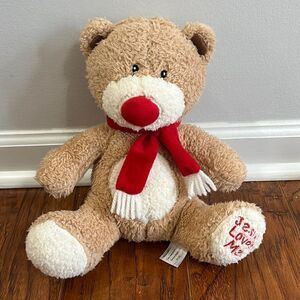 Fiesta‎ 10” Sitting Teddy Bear w/ Red Scarf Jesus Loves Me Plush Stuffed Animal